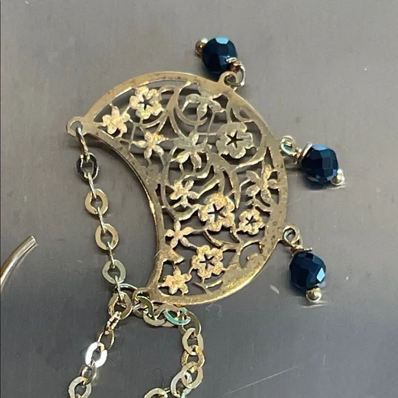 Solid 14k gold Dangle earrings with quartz natural stones. Italy/Stamped - Picture 10 of 10